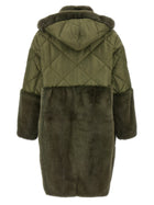 BLANCHA Nylon Diamond Visone Long Down Jacket Green, view 2
