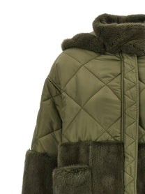 BLANCHA Nylon Diamond Visone Long Down Jacket Green