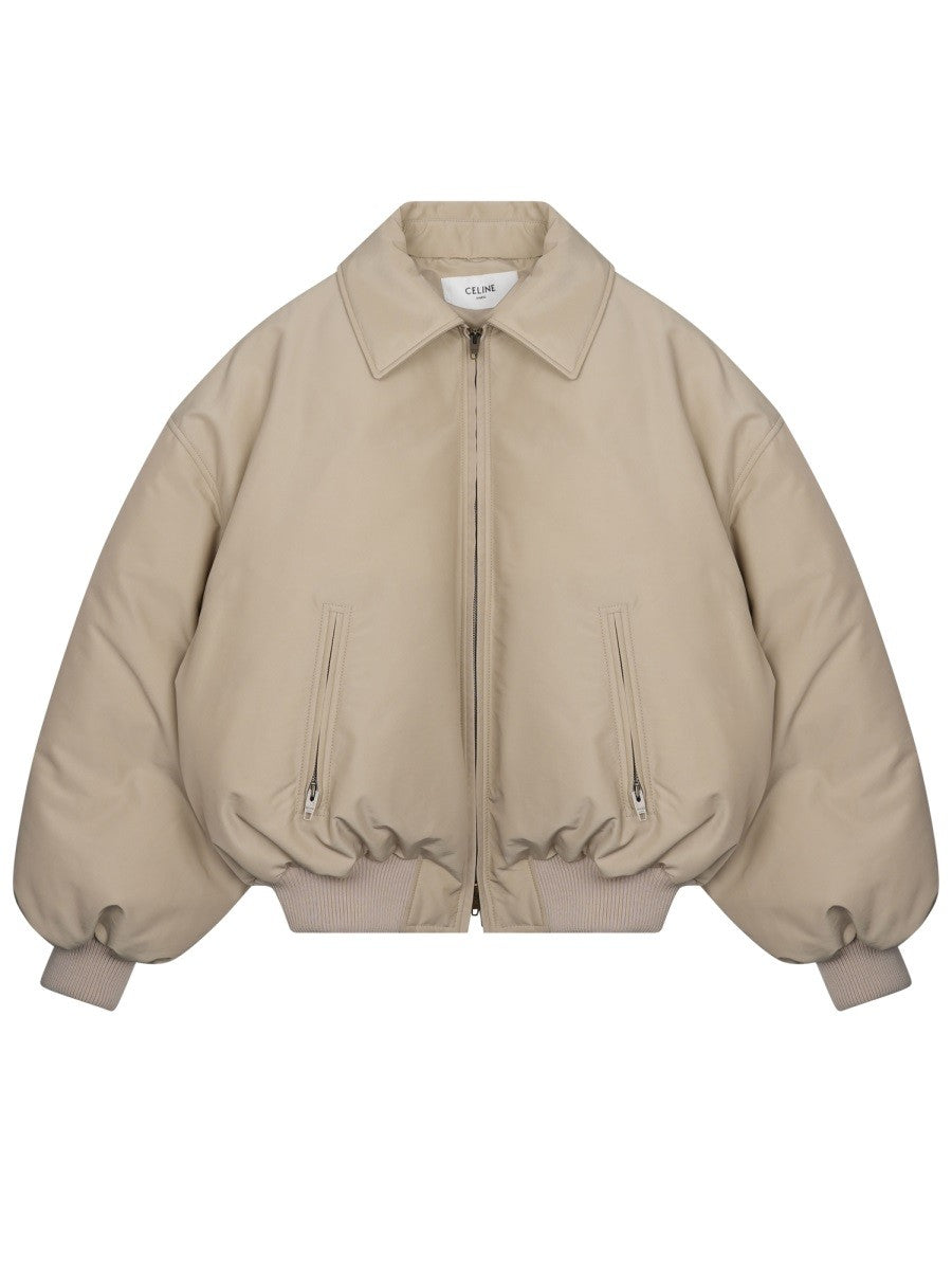 Celine Women's Nylon Down Jacket Beige