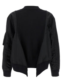 Sacai Nylon Insert Cardigan Black
