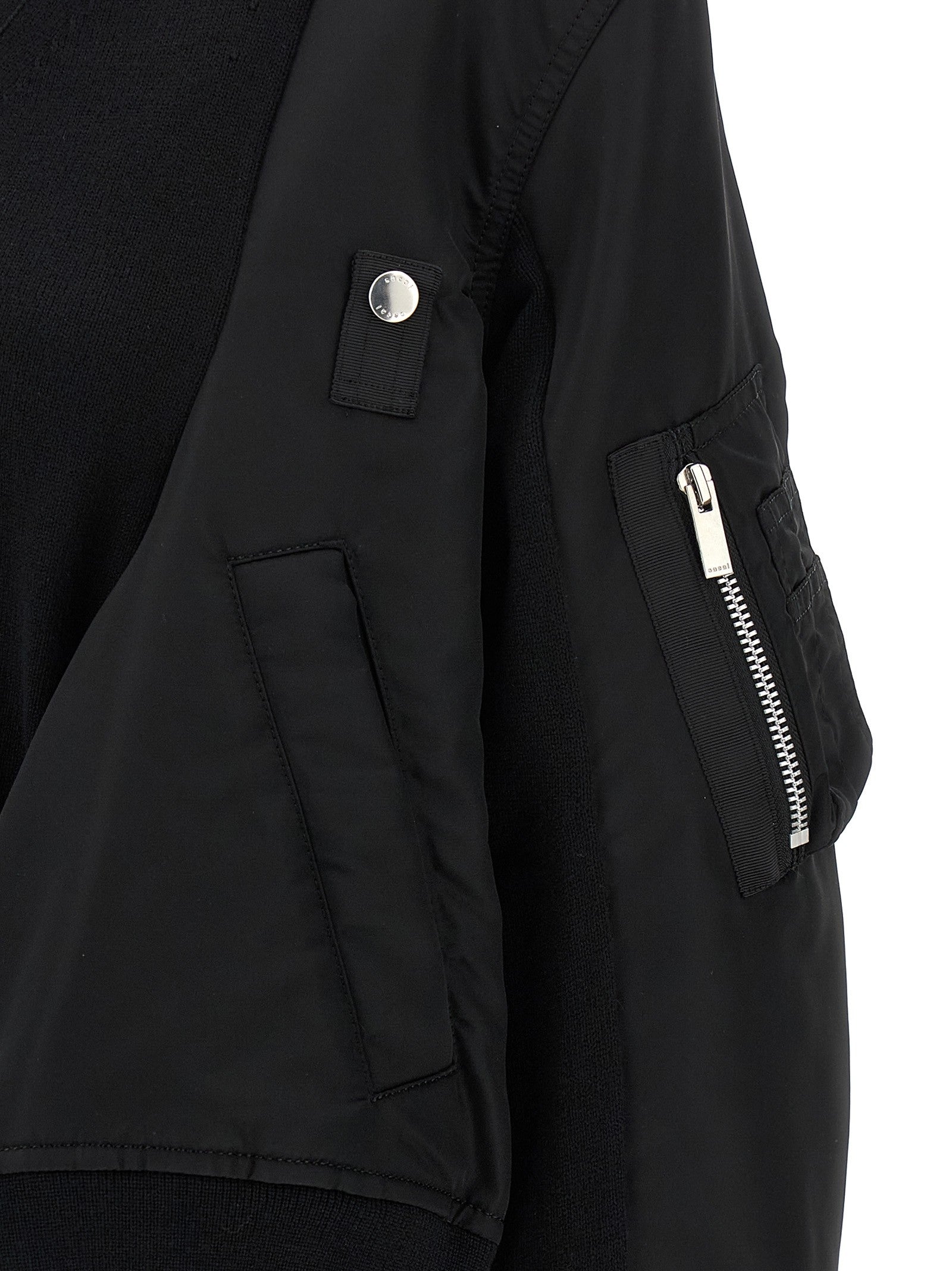 Sacai Nylon Insert Cardigan Black