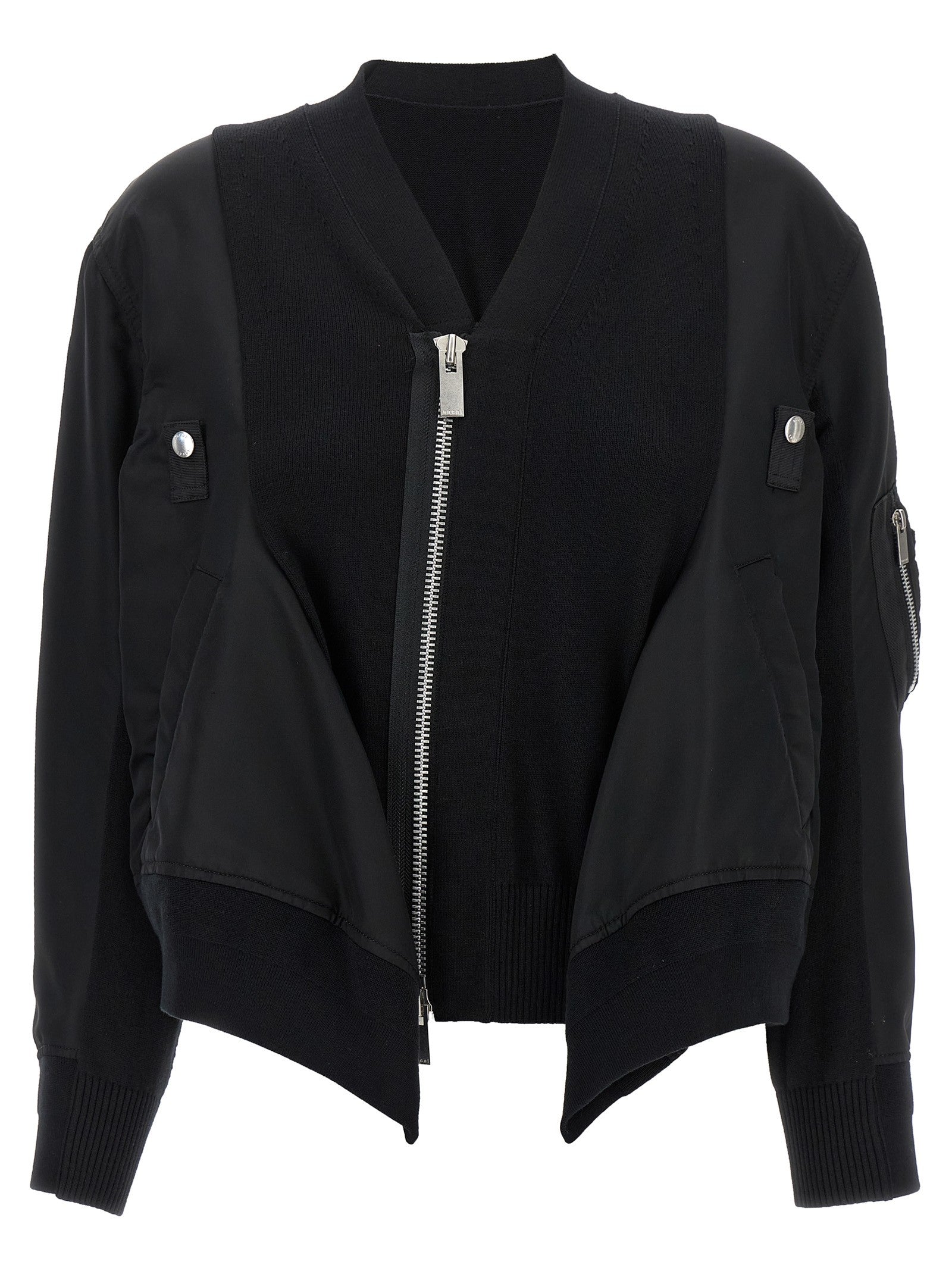 Sacai Nylon Insert Cardigan Black