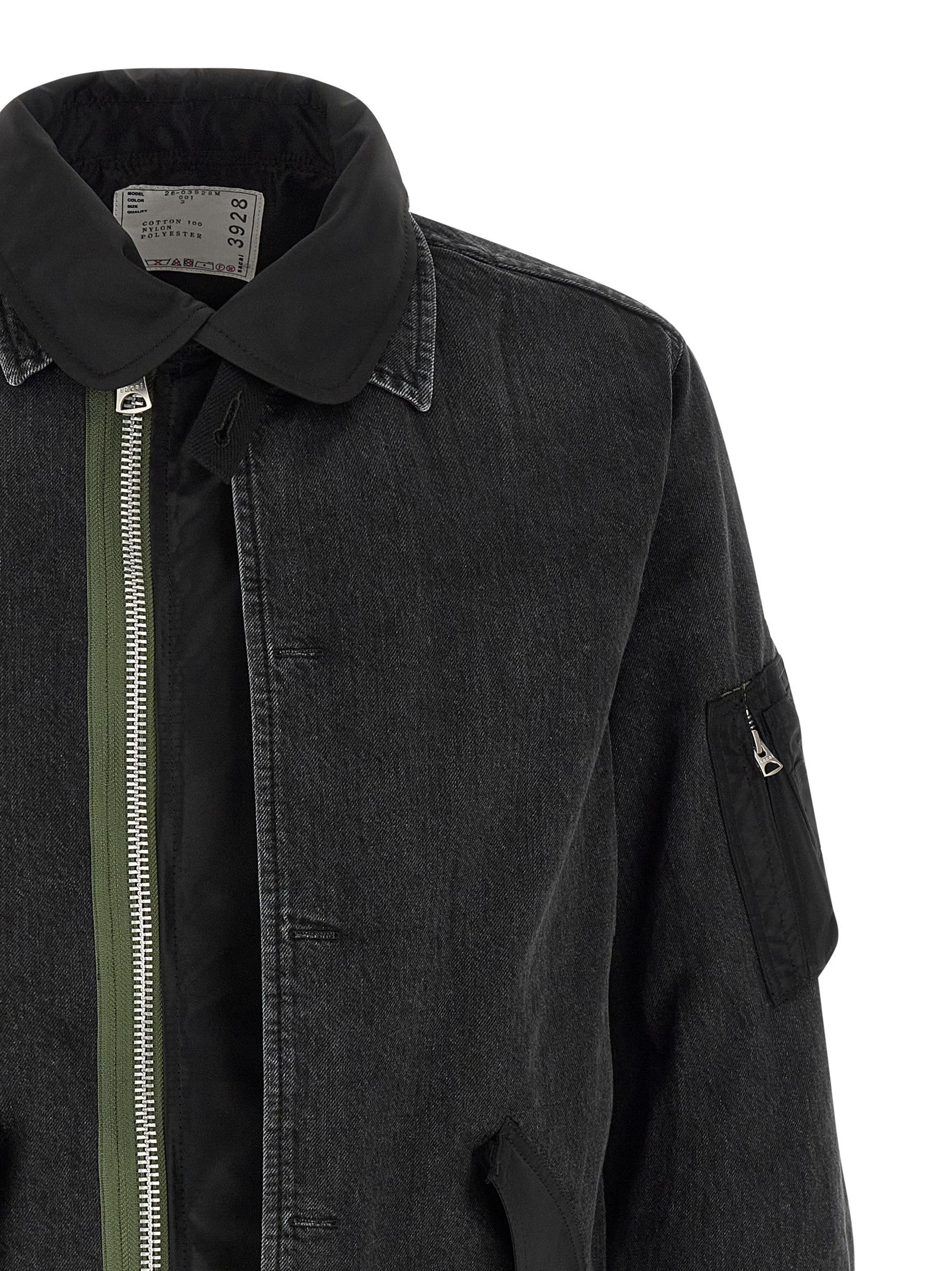 Sacai Nylon Insert Denim Jacket Black