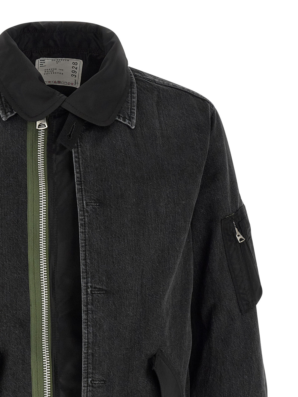 Sacai Nylon Insert Denim Jacket Black, view 4