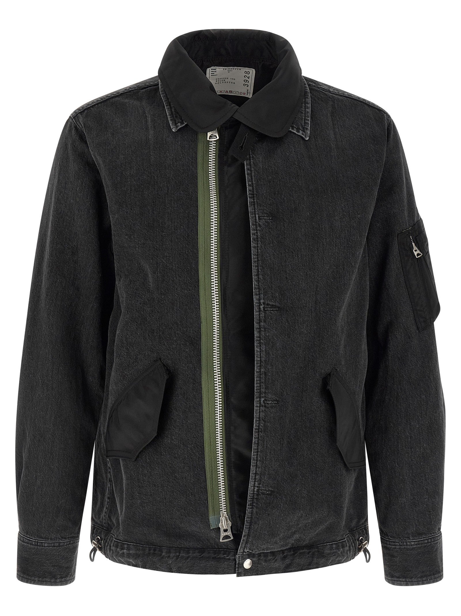 Sacai Nylon Insert Denim Jacket Black