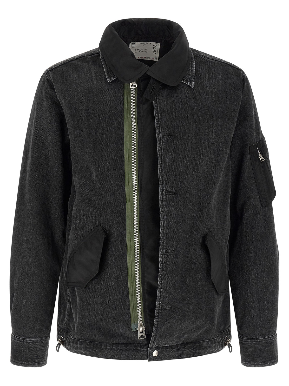 Sacai Nylon Insert Denim Jacket Black
