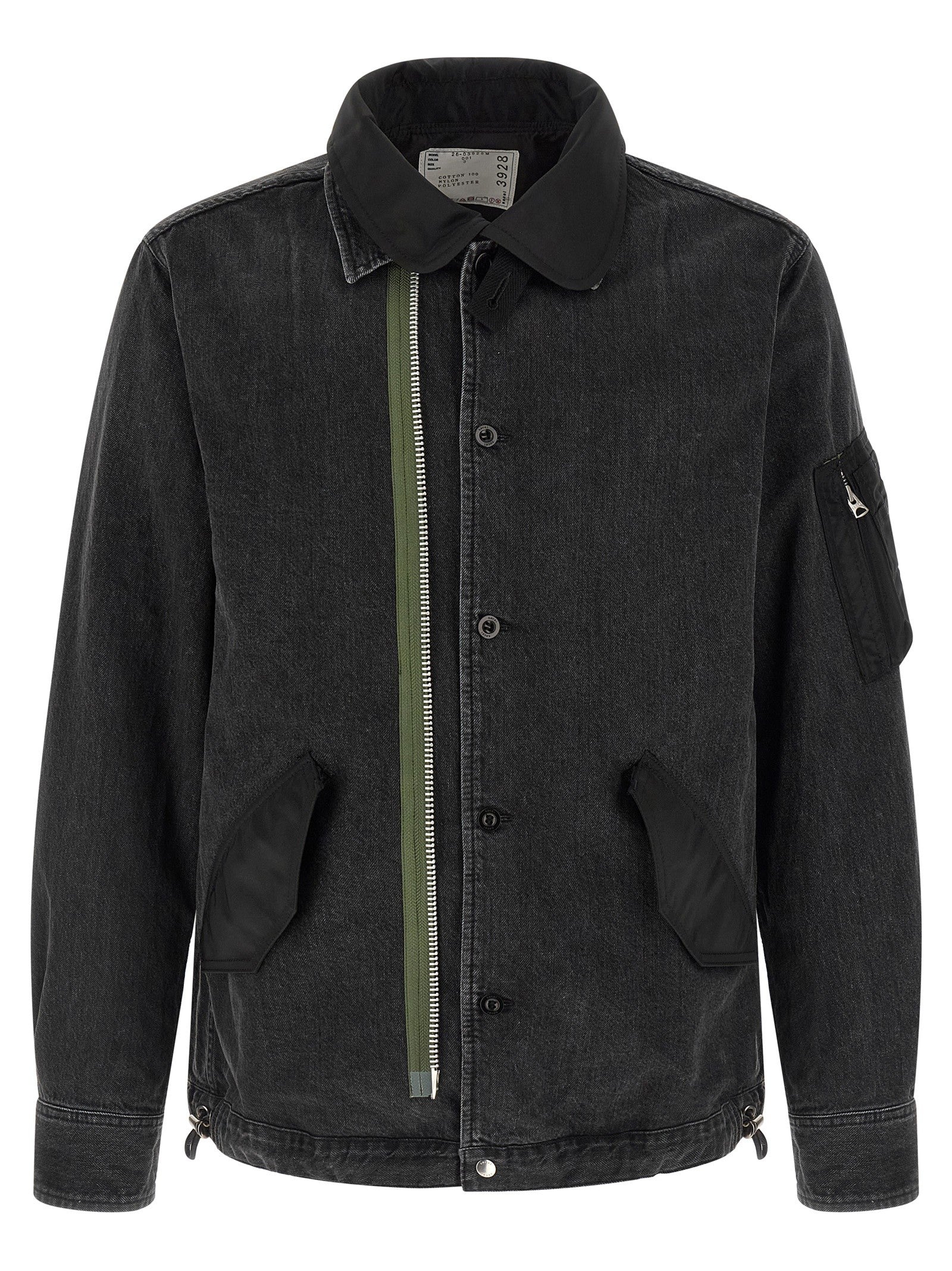 Sacai Nylon Insert Denim Jacket Black