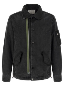 Sacai Nylon Insert Denim Jacket Black