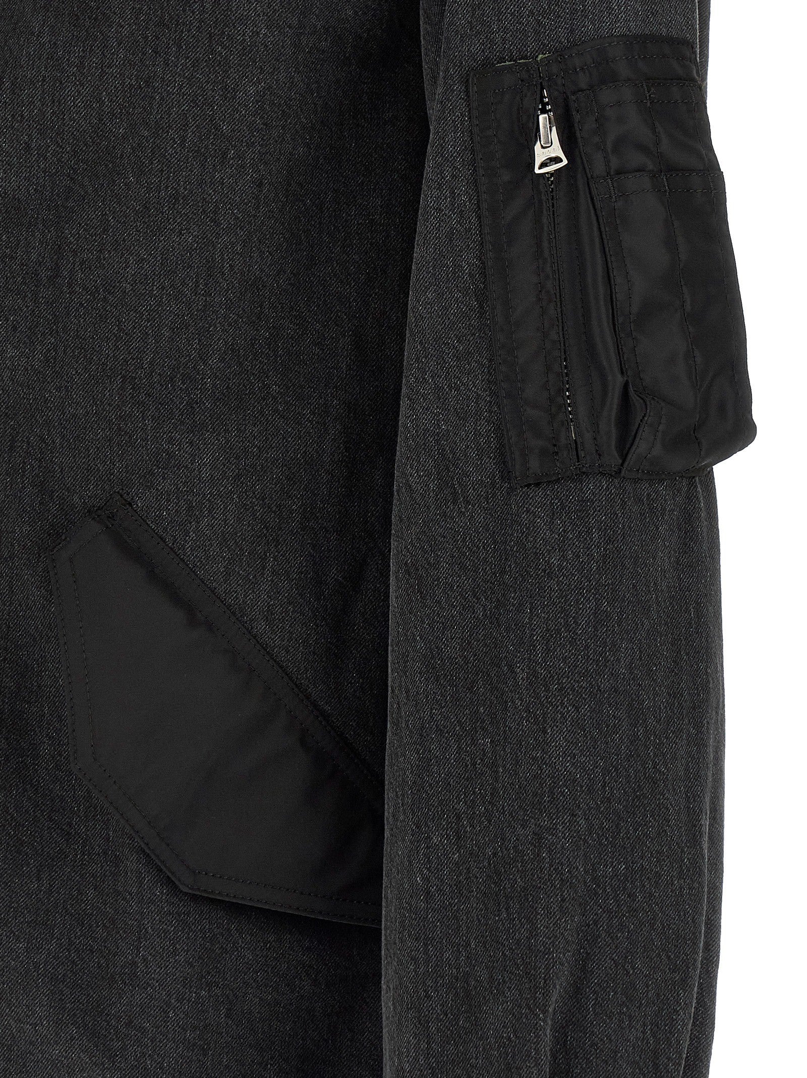 Sacai Nylon Insert Denim Jacket Black
