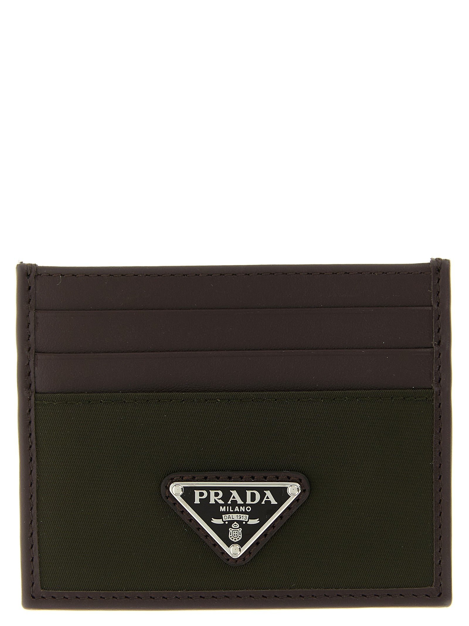PRADA Nylon Leather Cardholder Green