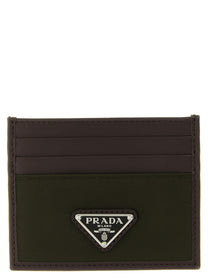 PRADA Nylon Leather Cardholder Green