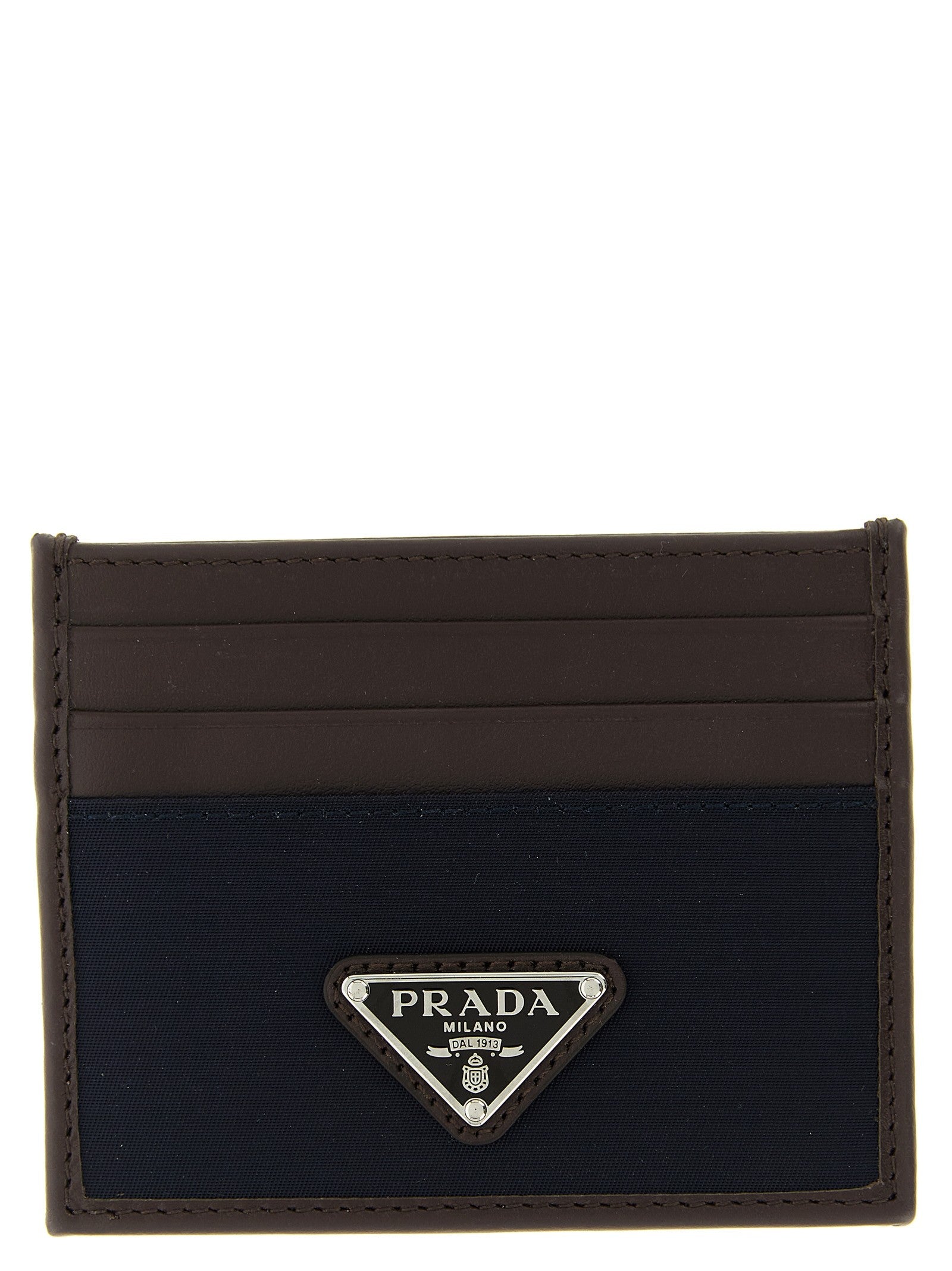 PRADA Nylon Leather Cardholder Blue