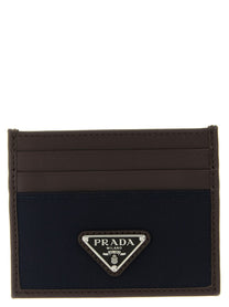 PRADA Nylon Leather Cardholder Blue