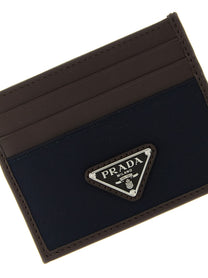 PRADA Nylon Leather Cardholder Blue