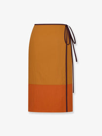 Saint Laurent Women's Nylon Pencil Skirt Gold