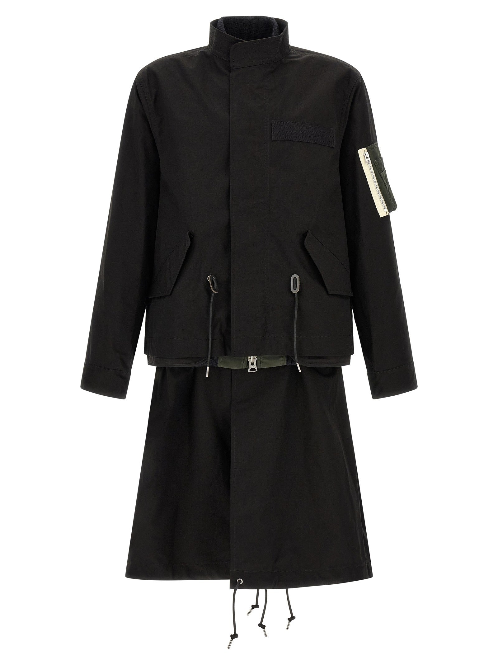 Sacai Nylon Twill Rip Stop Coat Black