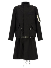 Sacai Nylon Twill Rip Stop Coat Black