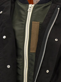 Sacai Nylon Twill Rip Stop Coat Black