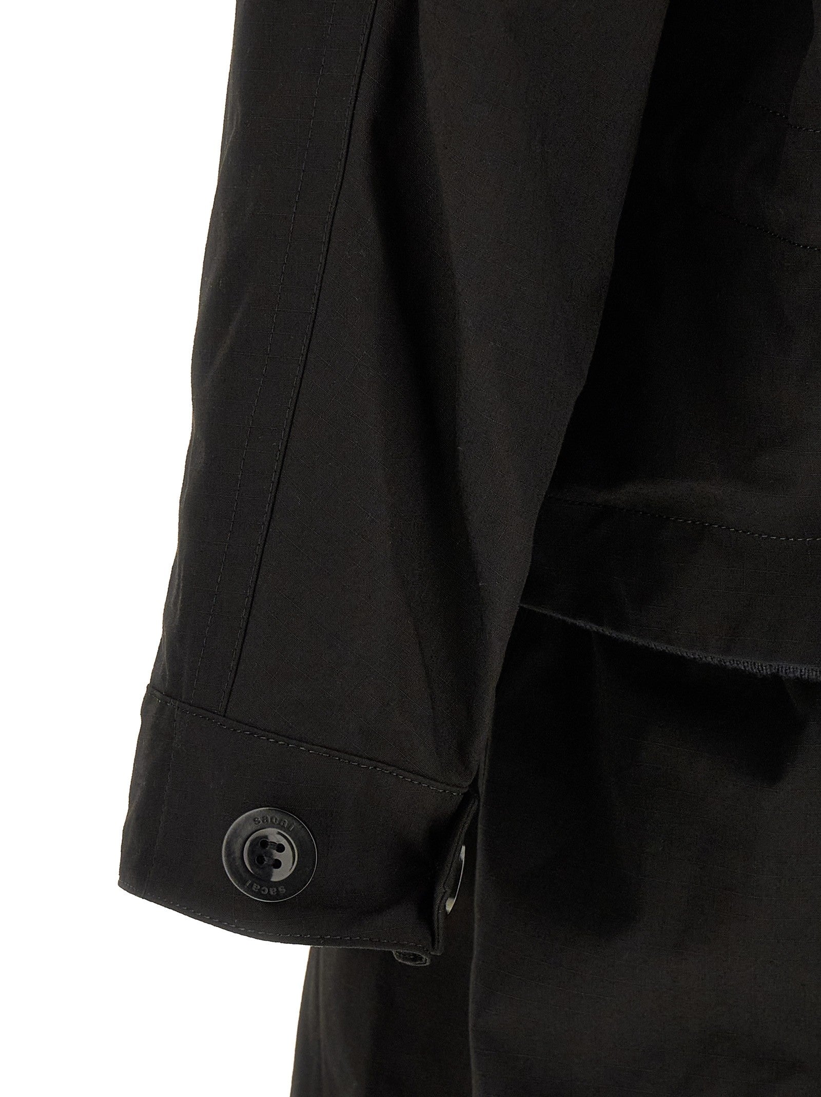 Sacai Nylon Twill Rip Stop Coat Black