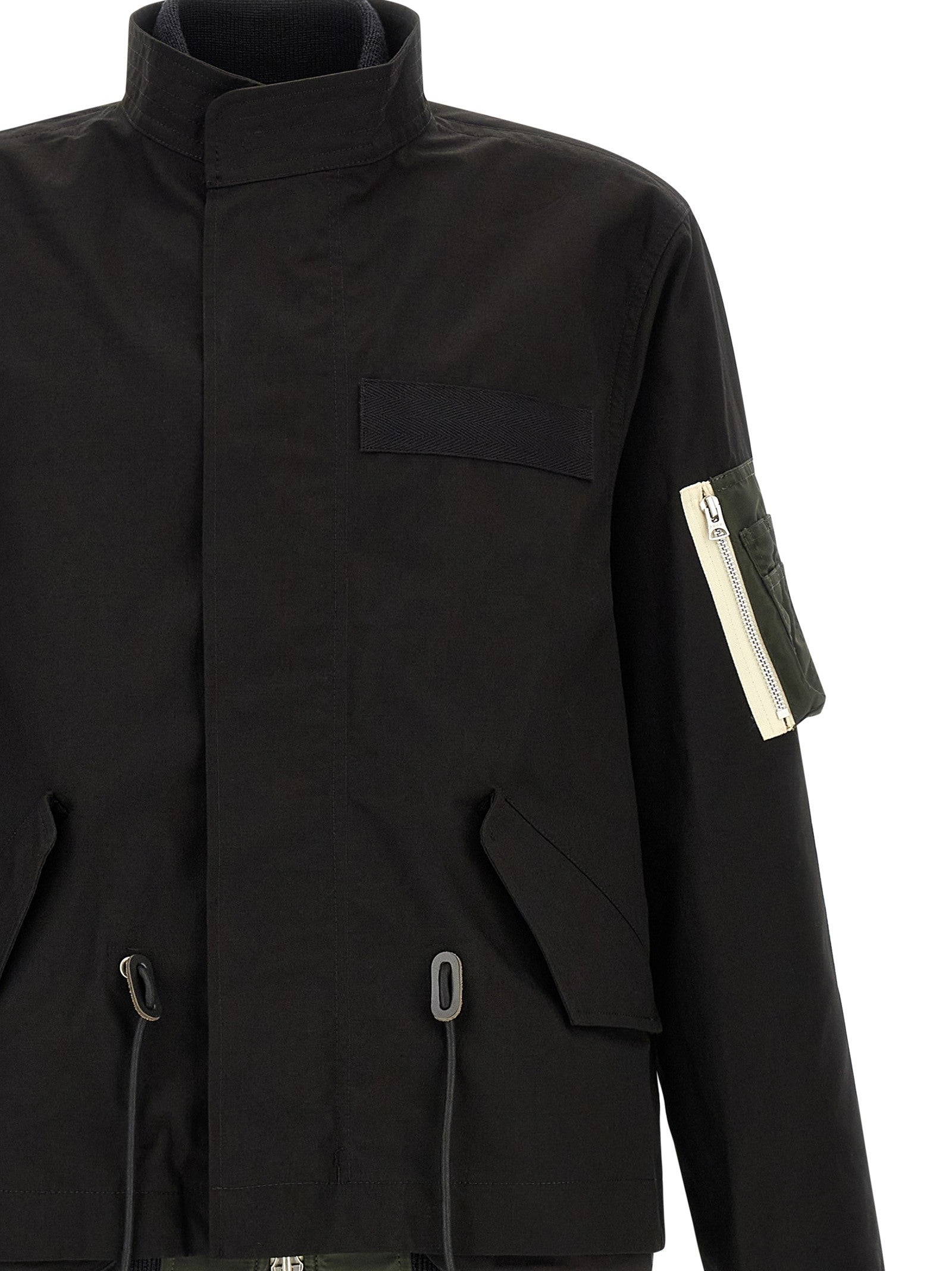 Sacai Nylon Twill Rip Stop Coat Black