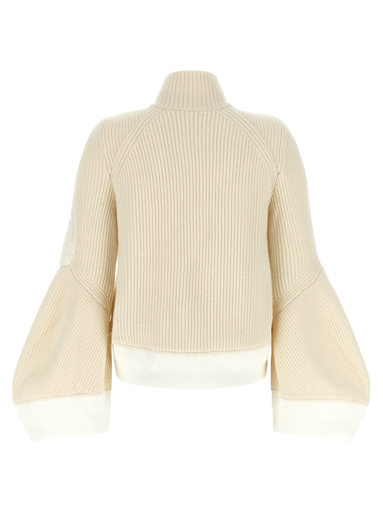 Sacai Nylon Twill Wool Knit Blouson White