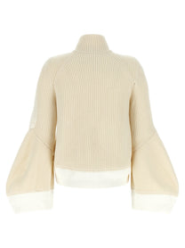 Sacai Nylon Twill Wool Knit Blouson White