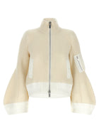 Sacai Nylon Twill Wool Knit Blouson White