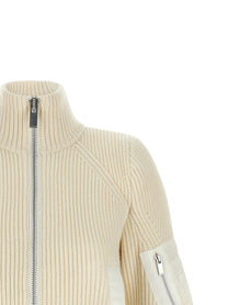 Sacai Nylon Twill Wool Knit Blouson White