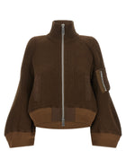 Sacai Nylon Twill Wool Knit Blouson Brown