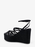 Jimmy Choo Women's Nyra Leather and Raffia Sandals Black, view 3