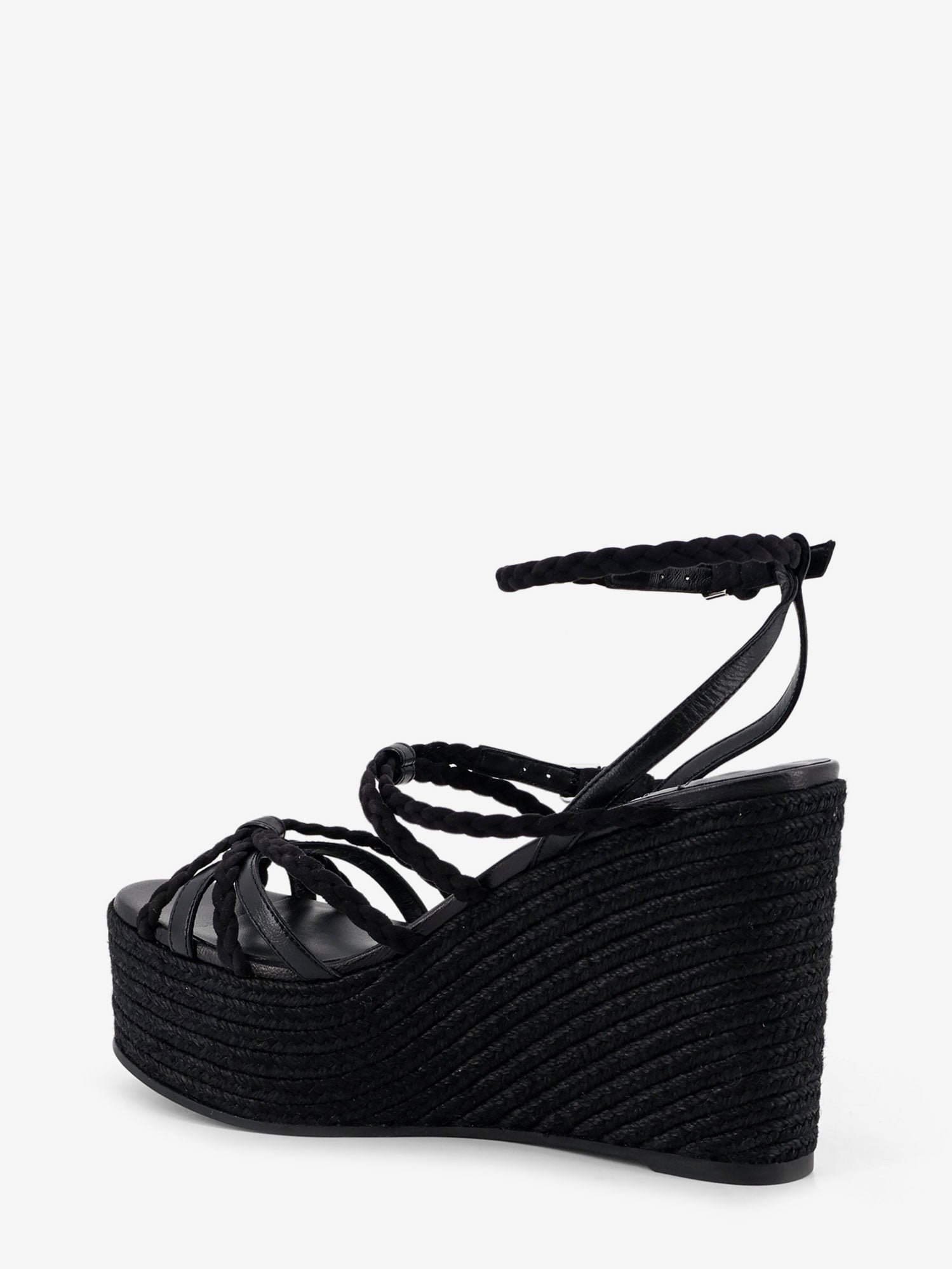 Jimmy Choo Women's Nyra Leather and Raffia Sandals Black