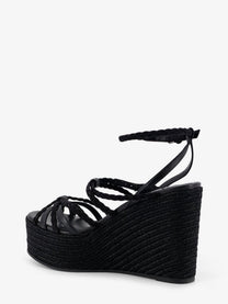 Jimmy Choo Women's Nyra Leather and Raffia Sandals Black