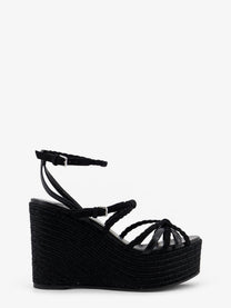 Jimmy Choo Women's Nyra Leather and Raffia Sandals Black