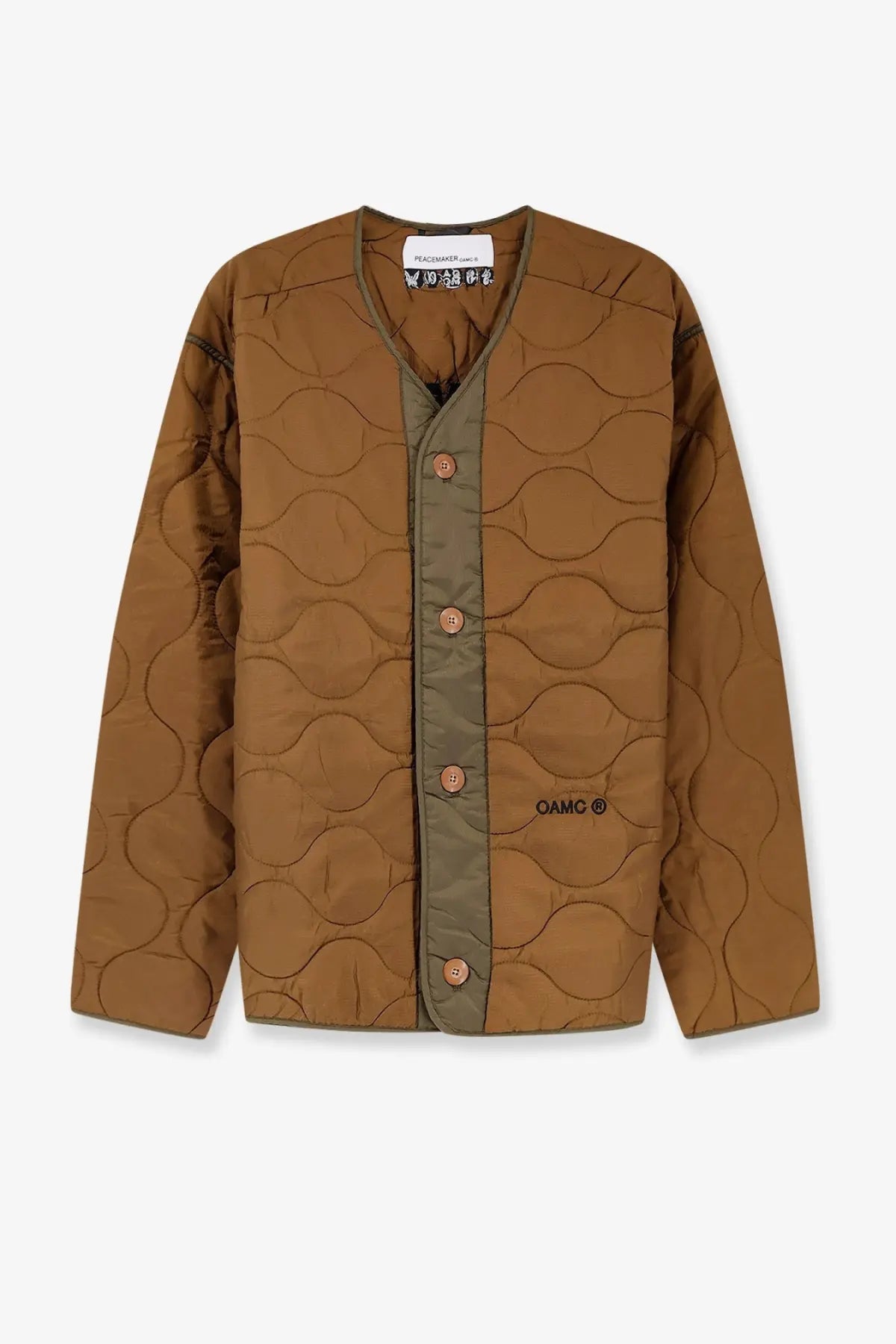Oamc Peacemaker Men's Combat Liner Quilted Nylon Jacket Beige