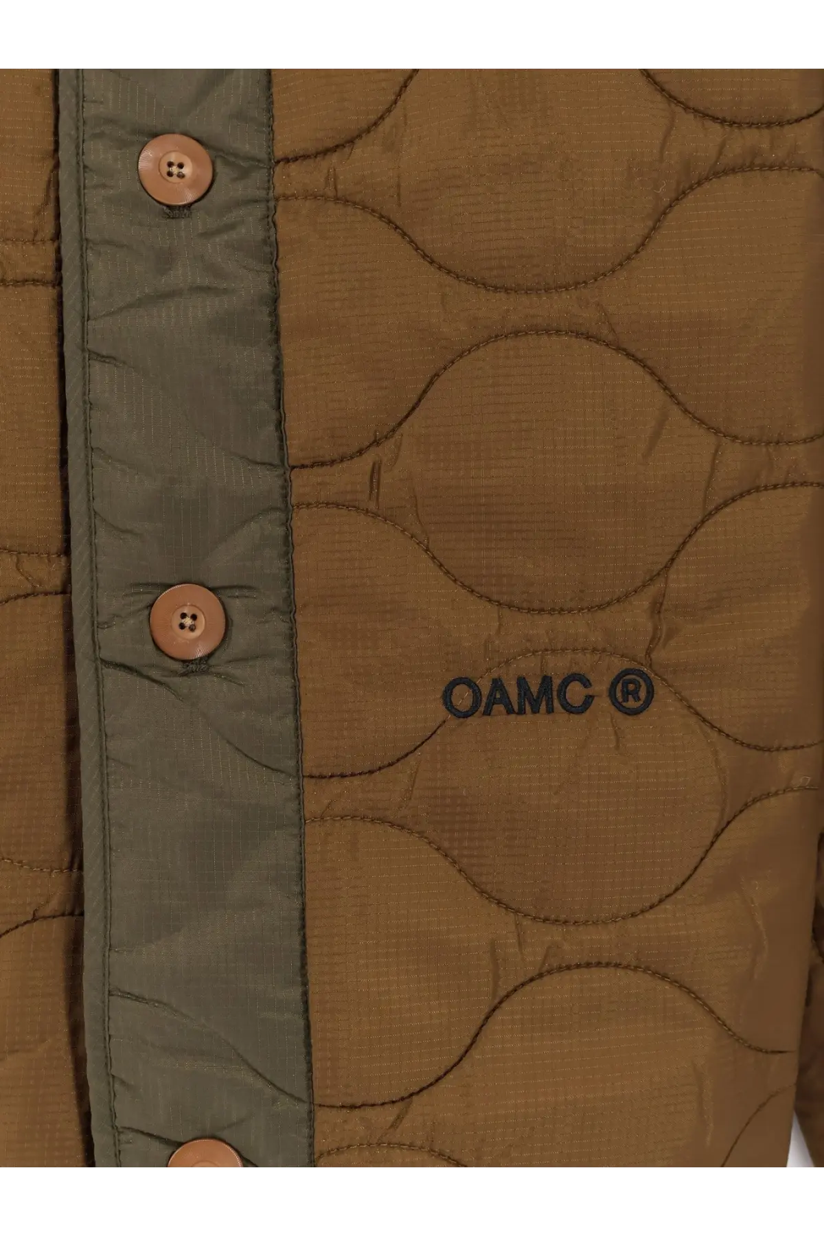 Oamc Peacemaker Men's Combat Liner Quilted Nylon Jacket Beige, view 3