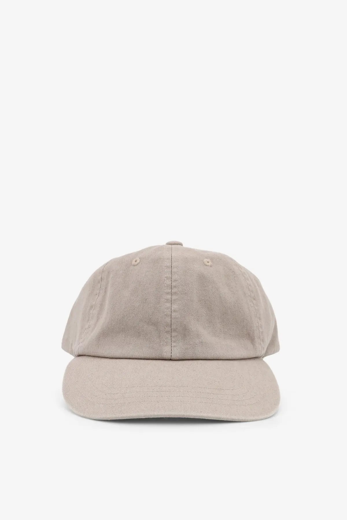Beige cotton baseball cap with curved brim and subtle stitching details from Oamc Peacemaker Men’s Military Gree collection