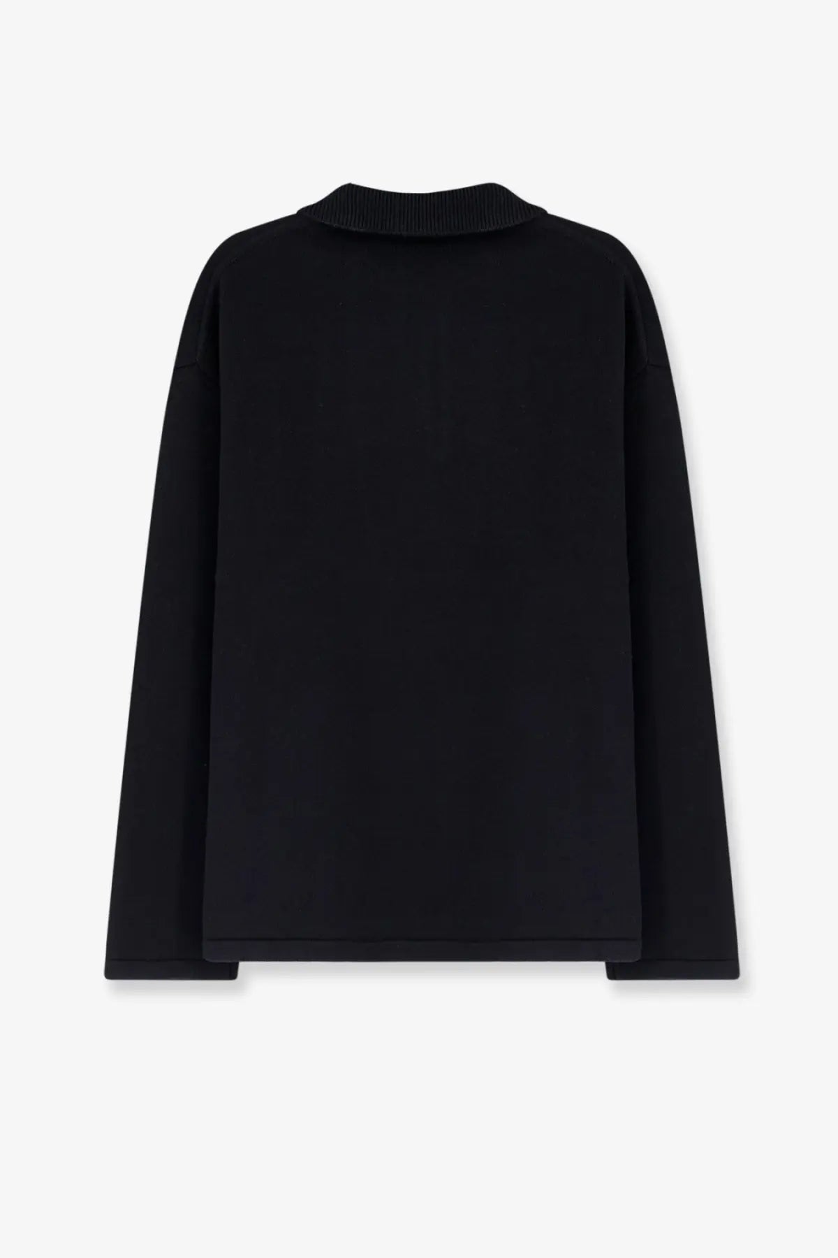 Black long-sleeved oamc peacemaker cotton sweater with ribbed crew neck and cuffs for men