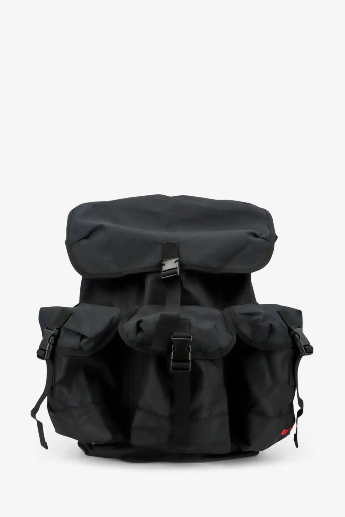 Oamc Peacemaker men’s jungle black nylon backpack with multiple front pockets and adjustable straps