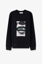Oamc Peacemaker Men's Loose Fit Crewneck Smile Print Sweatshirt Black
