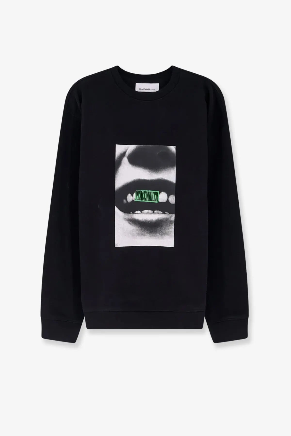 Oamc Peacemaker Men's Loose Fit Crewneck Smile Print Sweatshirt Black