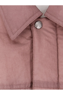 Oamc peacemaker men’s padded overshirt jacket purple with quilted pink fabric silver faceted button and matching stitching