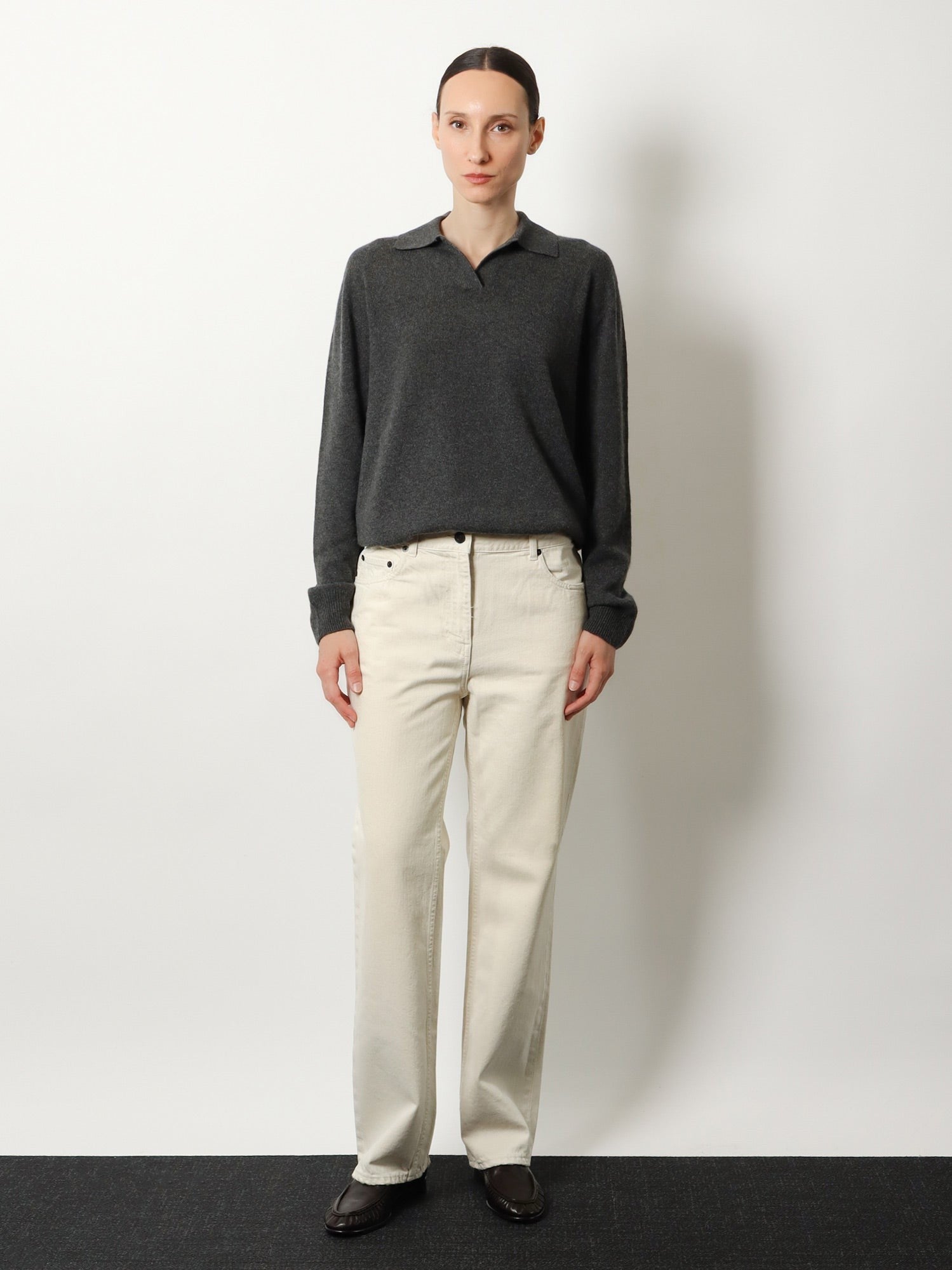The Row Women's Oashi Cashmere Top Sweater Grey
