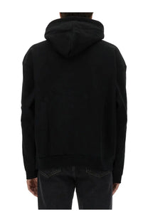 Obey men’s black hooded sweatshirt with relaxed fit and ribbed cuffs made from soft comfortable fabric