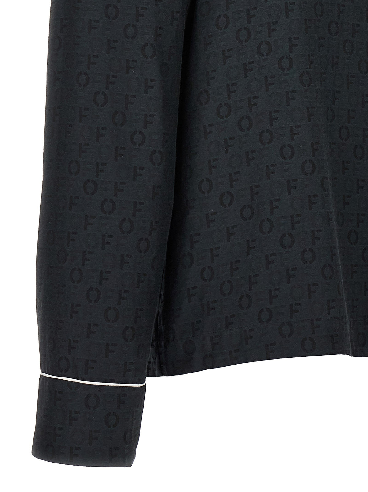 Off-White Off Jaquard Pajama Shirt Black, view 4