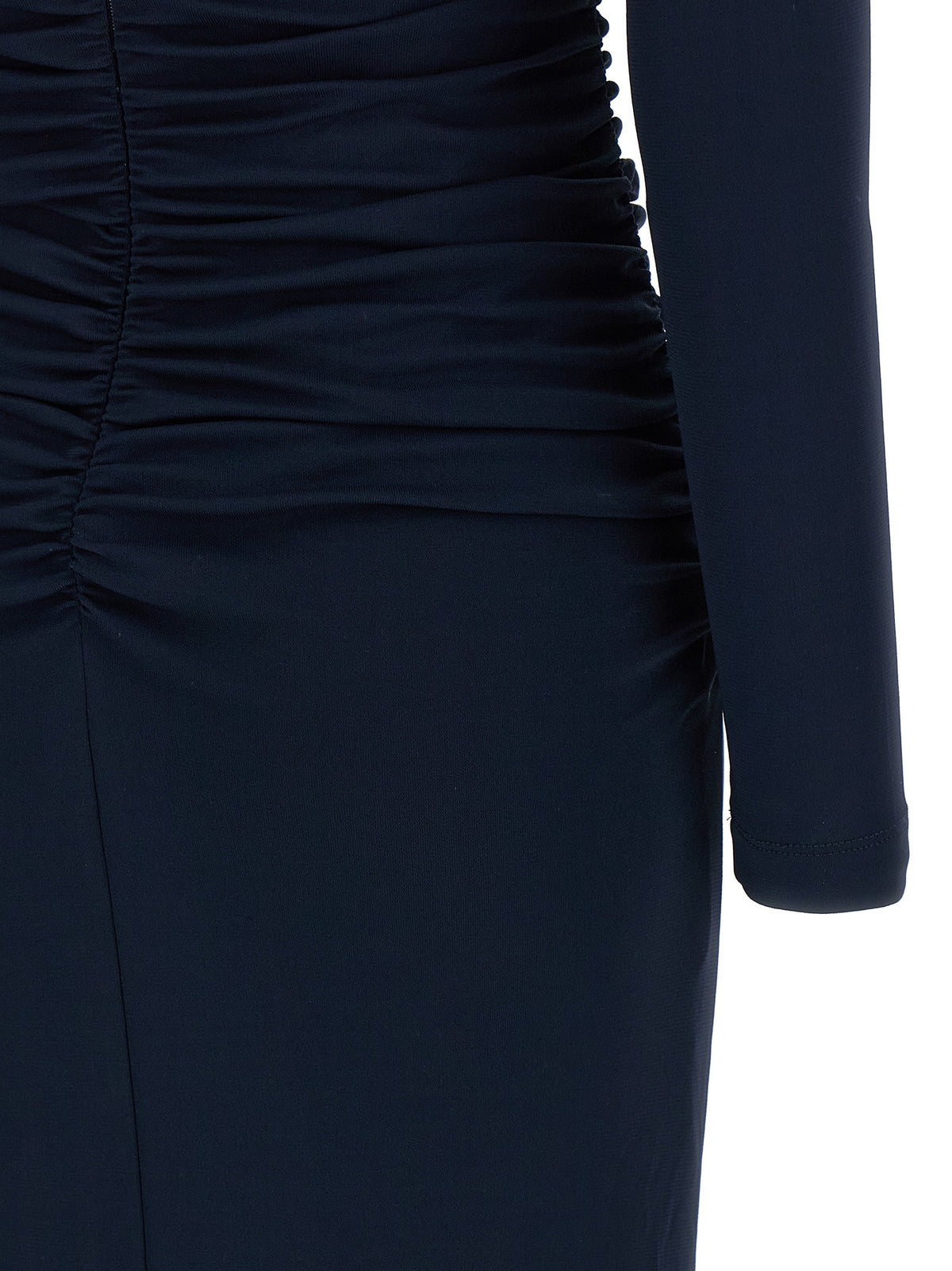 Carolina Herrera Off Shoulder Slv Ruched Midi Dress Blue, view 4