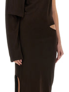 courrèges Women's Off Shoulder Dress Brown, view 4