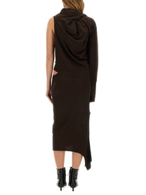 courrèges Women's Off Shoulder Dress Brown