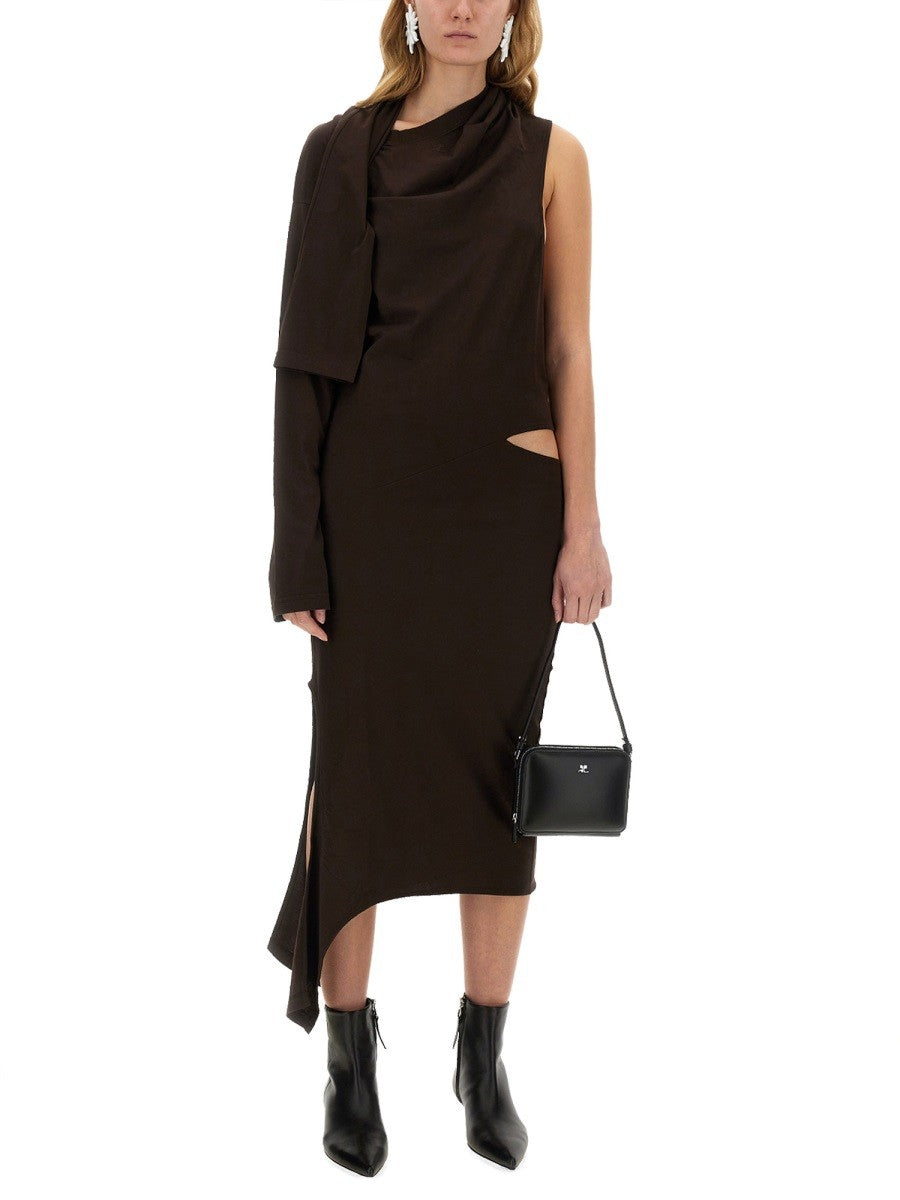 courrèges Women's Off Shoulder Dress Brown