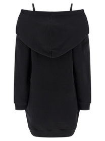 MM6 Maison Margiela Off Shoulder Hooded Dress Black, view 2