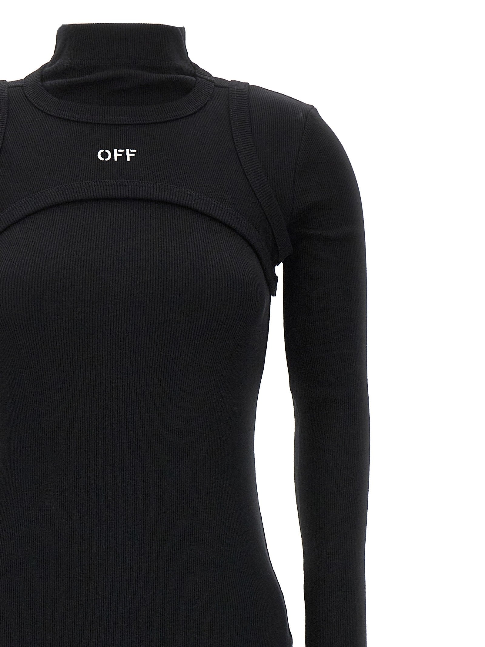 Off-White Off Stamp Rib Dress Black